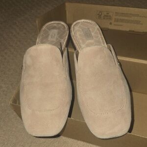 Men's Slip-On Suede Mules in Light Beige